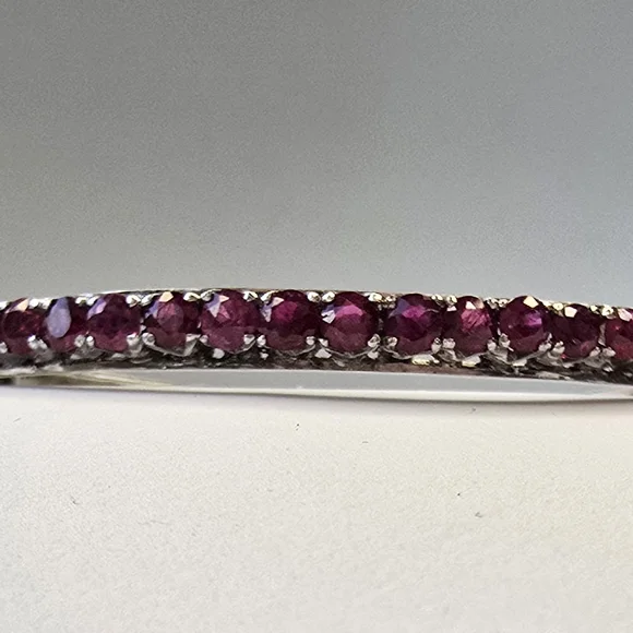 Vintage Pink Tourmaline Accent Sterling Silver Bangle Bracelet - Picture 4 of 11